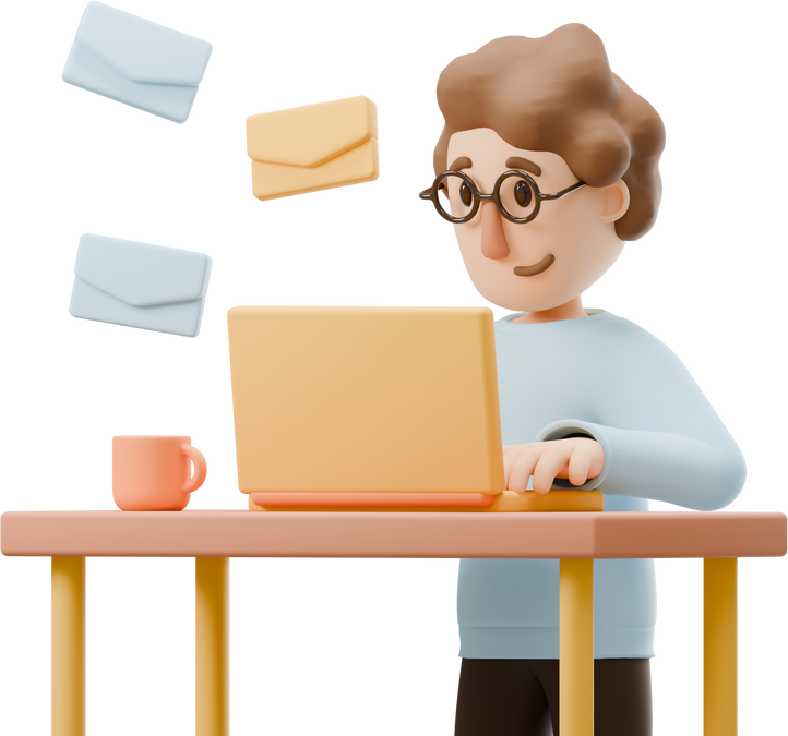 3D Male Character Sending Email